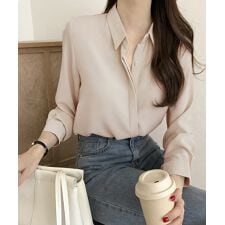 シャツブラウス 隠しボタン ブラウス長袖