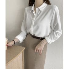 シャツブラウス 隠しボタン ブラウス長袖