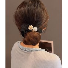 シュシュ リボン パール ヘアゴム韓国風