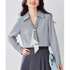 パール付きスカーフタイシャツブラウス上品