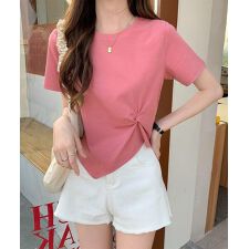 アシンメトリーTシャツ半袖クルーネックt