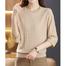 透かし編みサマーニット 薄手トップス春夏