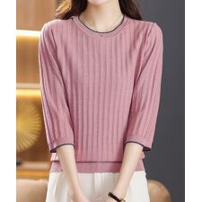 透かし編みサマーニット 薄手トップス春夏