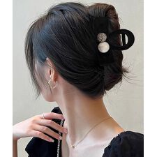 バンスクリップ 小さめ リボン パール