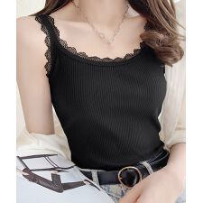 レースキャミソール 重ね着 リブインナー