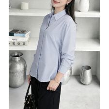 サイドボタンタックシャツブラウス長袖春服