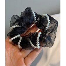 オーガンジーシュシュ パール付き 韓国風