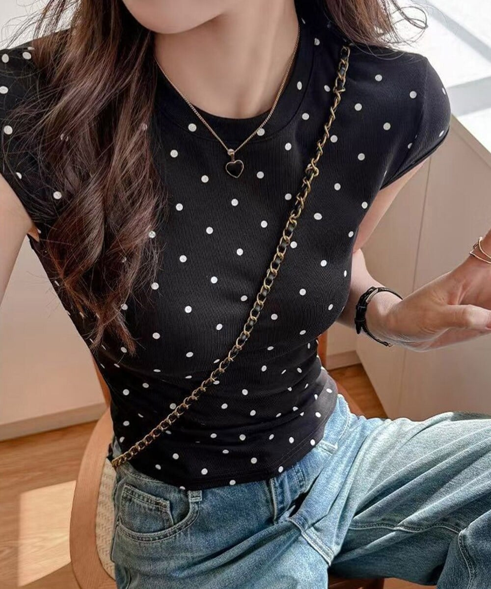 ドット柄tシャツレディース 半袖トップス | ミニミニストア