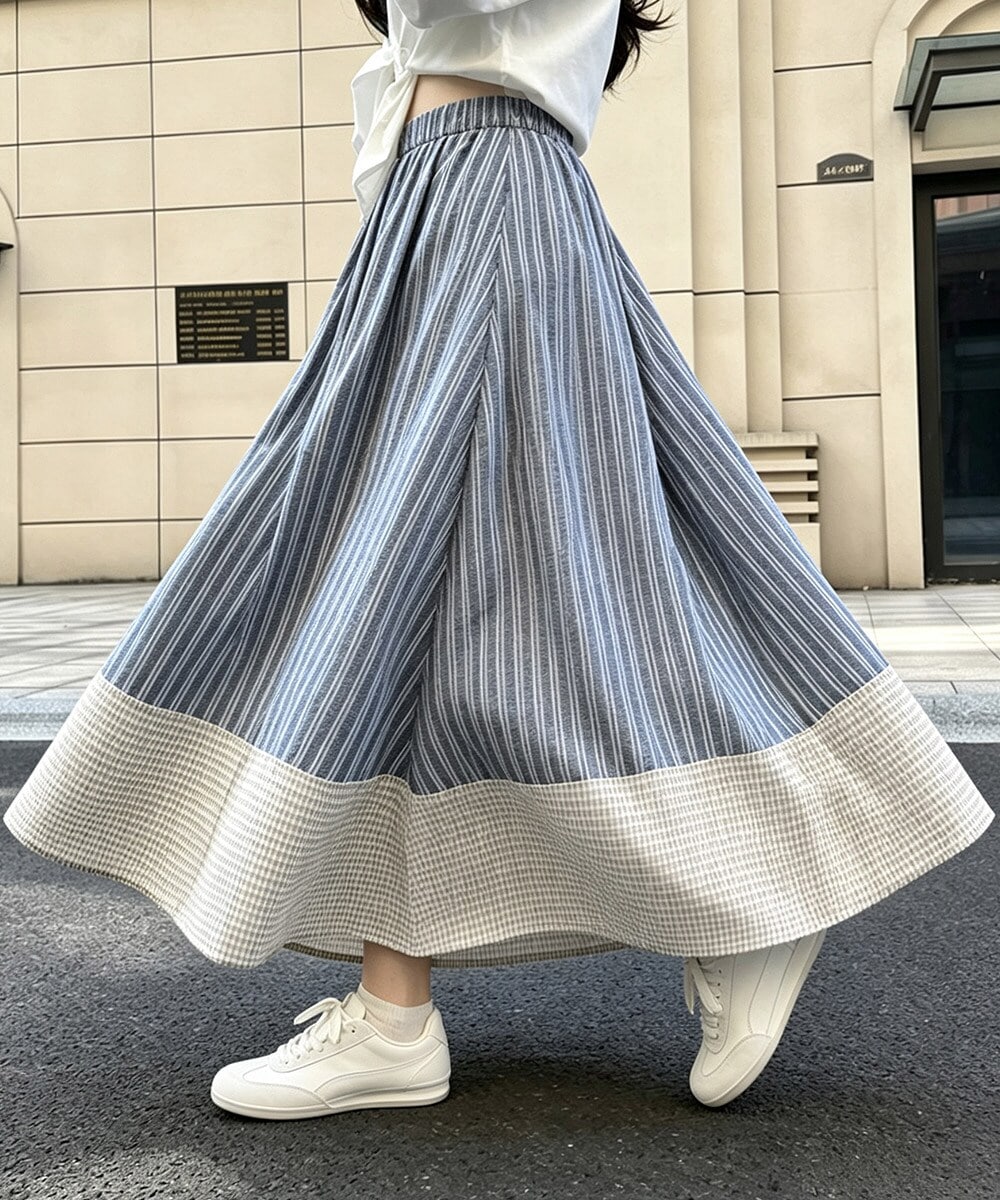 ストライプ柄ロングスカートフレアスカート | ミニミニストア