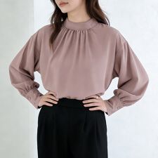 バルーン袖スタンドカラーブラウス