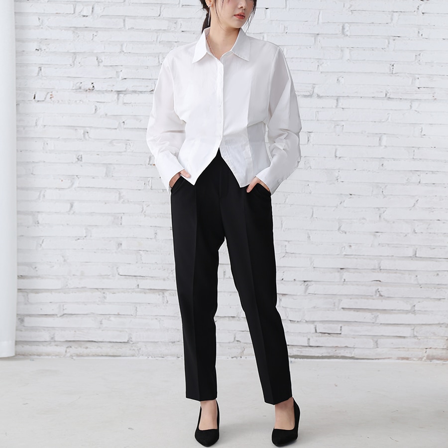 WIDE-LEG TAILORED TWILL TROUSERS ワイドレッグテーラード