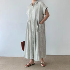 ストライプシャツワンピース ワンピース ロング 半袖