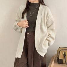 ゆったりシルエット トップス ニット カーディガン 長袖 羽織り