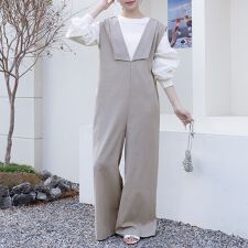 深Vネックワイドパンツサロペット