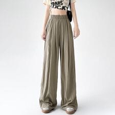 ポケット付きワイドルーズパンツ