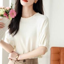 7分袖パフスリーブブラウス