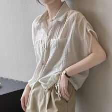 胸ポケット付きシアーシャツ