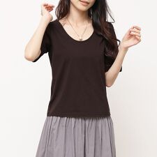 コットン素材ラウンドネックベーシックTシャツ