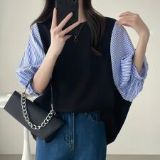 ドゥーベル(Doux Belle)の切り返しデザインラウンドネックカットソー