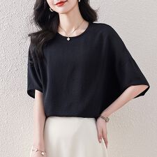 ファスナー付き5分袖ブラウス