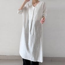 Vネックシアーロングワンピース