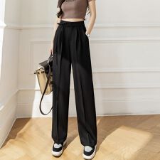 サイドリボンストレートロングパンツ