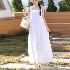 ストライプ柄ティアードキャミワンピース