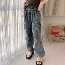 ワイドシルエットデニムカーゴパンツ