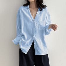 ゆるシルエット綿麻混シャツ