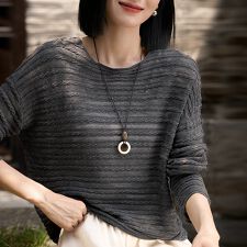 ドゥーベル(Doux Belle)の透け感ボーダーニットトップス