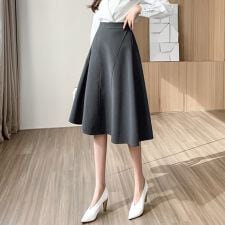 ハイウエストAラインミドル丈スカート