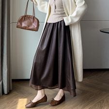 フェイクレザー風アシンメトリースカート レディース スカート