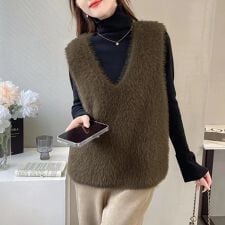 ドゥーベル(Doux Belle)のフェイクファーベスト レディース ベスト