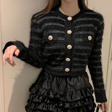 ふわふわ素材ショート丈カーディガン レディース カーディガン