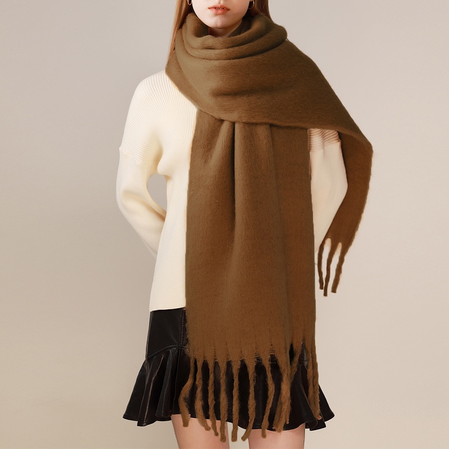 ストール】 小物 マフラー ショール オレンジ 茶 ブラウン 花柄 大判