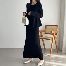 ドゥーベル(Doux Belle)の前ボタン付きトップス&ロングスカートセットアップ レディース 上下セット