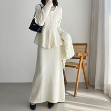 ドゥーベル(Doux Belle)の前ボタン付きトップス&ロングスカートセットアップ レディース 上下セット