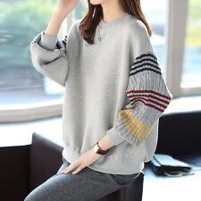 配色ライン×ギャザー袖スウェット