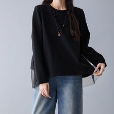 バックティアードチュール切り替えトップス