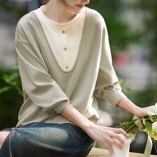 レイヤード風スウェットトップス レディース スウェット