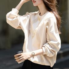 レース切替ドロスト付きトップス