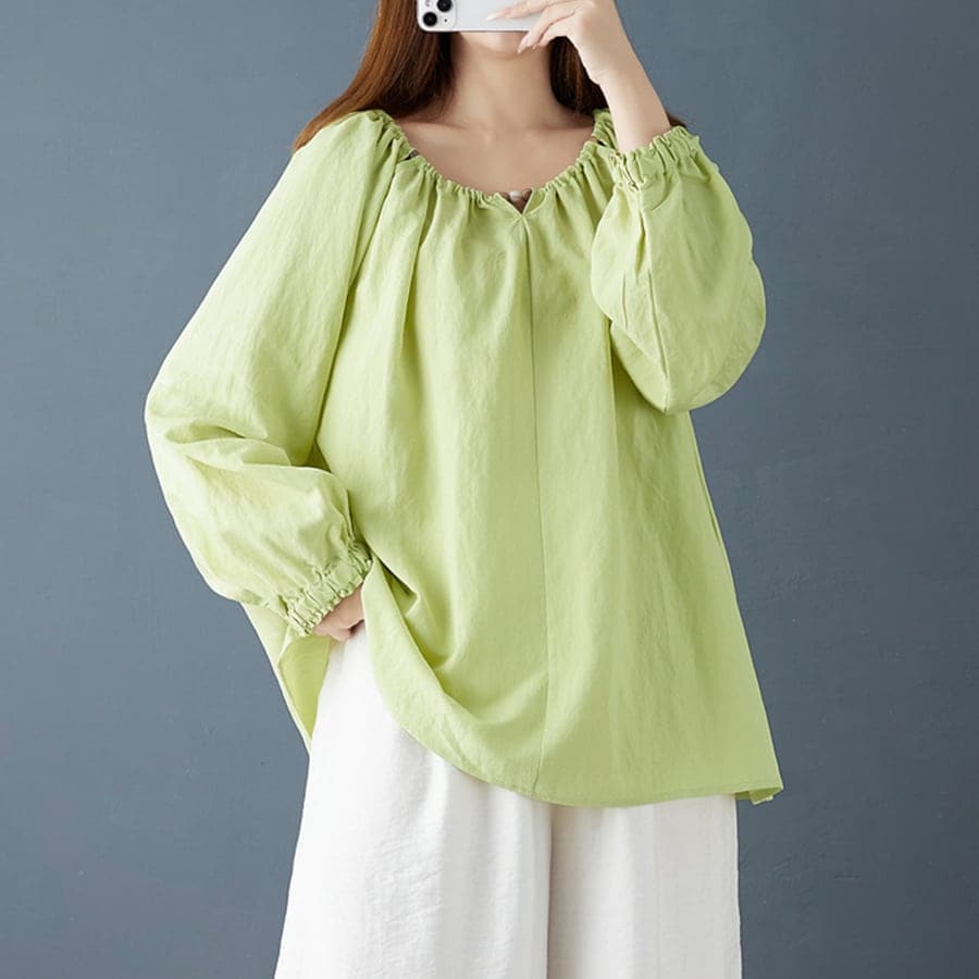 ギャザーネックブラウス レディース ブラウス