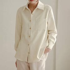 ゴールドボタン胸ポケット付きシャツ レディース シャツ