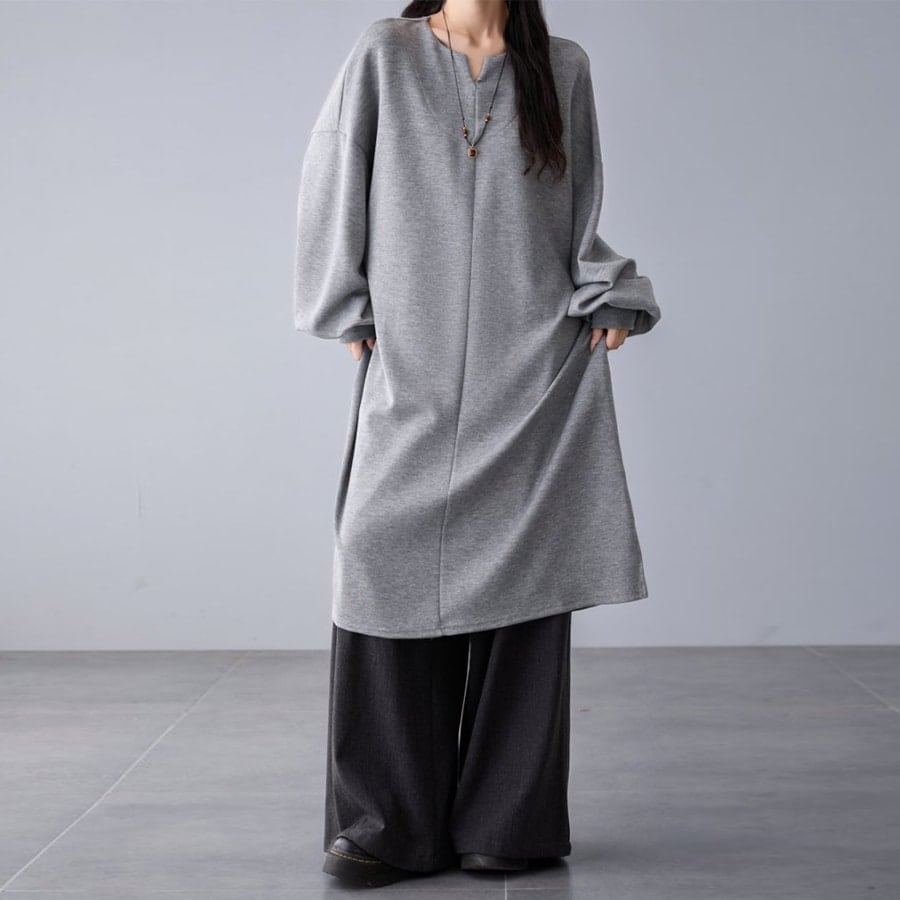 ギャザー袖チュニックワンピース レディース ワンピース