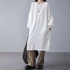 ギャザー袖チュニックワンピース レディース ワンピース