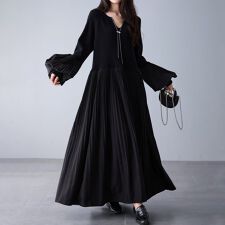 異素材プリーツ切替ニットワンピース