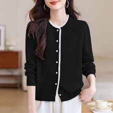 レーストリム×パールボタン付きカーディガン