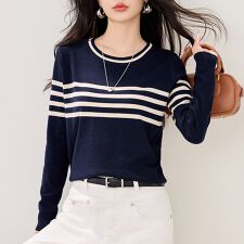 ボーダー柄ニットプルオーバー