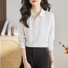 ストライプ柄シャツブラウス