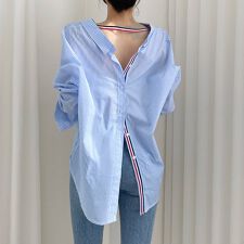 2WAYストライプ切替×バックボタンシャツ